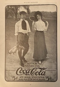 1905 Coca Cola s/w Werbung - Paar Training - 6 x 9 - extra selten - kostenloser Versand - Bild 1 von 6