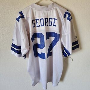 Eddie George Dallas Cowboys NFL Football Jersey Reebok #27 Large Vintage White 