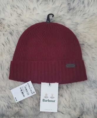 NOVO COM ETIQUETAS CHAPÉU GORRO BARBOUR UNISSEX CARLTON MALHA ALGEMADO CRANBERRY OS LOGOTIPO US$ 50,00 - Imagem 1 de 4
