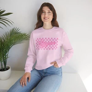 Retro Checkered Coquette Mama Sweat Shirt - Picture 1 of 4