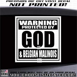 WARNING God & Belgian Malinois Dog Security Vinyl Decal Sticker Car Truck Window - Picture 1 of 4