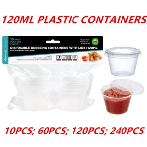 120ML Plastic Dressing Dipping Sauce Disposable Small Container Cups with Lids W - Picture 1 of 5