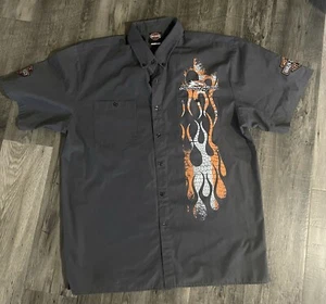 Camisa Harley Davidson Screaming Eagle gris abotonada manga corta talla L usada en excelente estado - Imagen 1 de 6