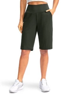 Women's 12" Bermuda Long Shorts with Pockets High Waisted Stretch Knee Length... - Picture 1 of 7