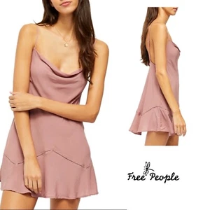 NEW FREE PEOPLE Forever Fields Mini Slip Dress Rose Mauve Skater Size M - Imagen 1 de 10