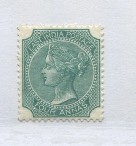 India QV 1866 4 annas mint no gum Type 1 - Picture 1 of 1