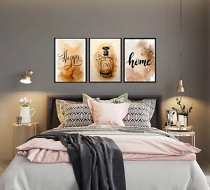 Aquarell Happy Love Home 3er Set Poster Wohndeko Wohnzimmer Schlafzimmer 58 - Bild 1 von 4