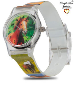 Armbanduhr Kinder Mädchen Pferde Uhr Fotouhr Kinderuhr Pferdemotiv analog Quarz