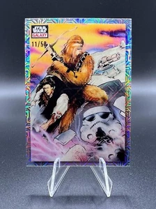 2023 Topps Chrome Star Wars Galaxy #21 Embattled Han & Chewie Mojo /50 - Picture 1 of 1