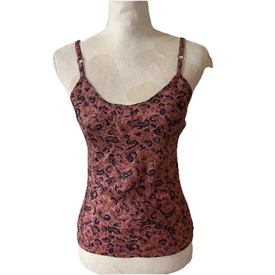 Top camisero BB Dakota floral rosa seda sin mangas correas ajustables talla pequeña Foto 1 de 4