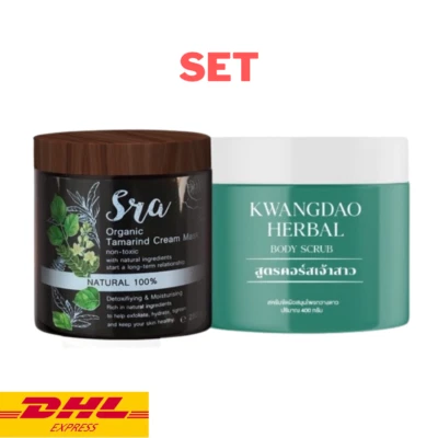 Sra Tamarind Cream Mask +Kwangdao Body Scrub Organic Herbal Bright Skin Set2pcs - Image 1 of 4
