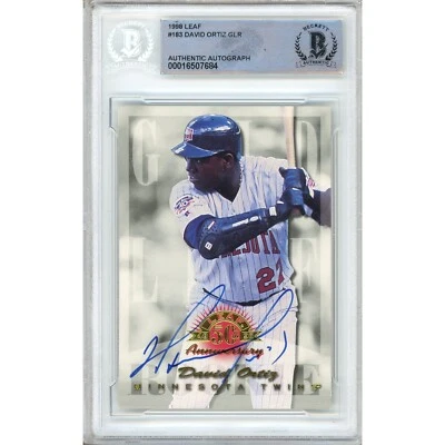 David Ortiz Signed 1998 Gold Leaf Rookies #183 Card AUTO RC Beckett Slab Twins - Image 1 of 4