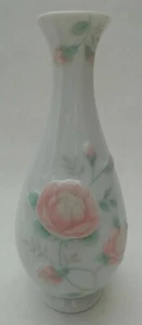 Porcelain Vase Peach Roses St Michael Marks & Spencer Vintage 16cm - Picture 1 of 6
