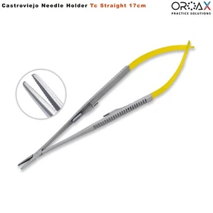 Castroviejo Needle Holder TC Straight 17CM Round Handle Suture Surgery Forceps - Picture 1 of 3