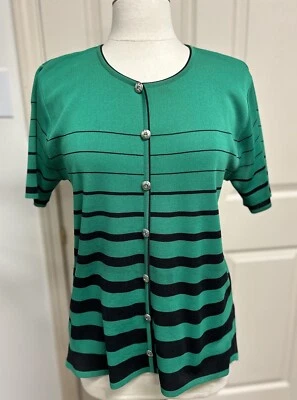 Top para mujer verde brillante negro rayas grande Foto 1 de 4