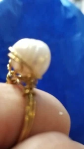 Natural Pearl handmade French brass ring size 4 1/2 - Picture 1 of 5