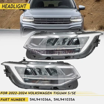 LED Headlights w/o AFS For Volkswagen Tiguan S/SE 2022-2024 Driver & Passenger - Изображение 1 из 4