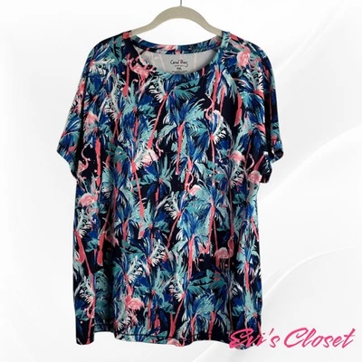 Top para mujer Coral Bay Energy estampado colorido azul rosa flamencos talla P XL Foto 1 de 4