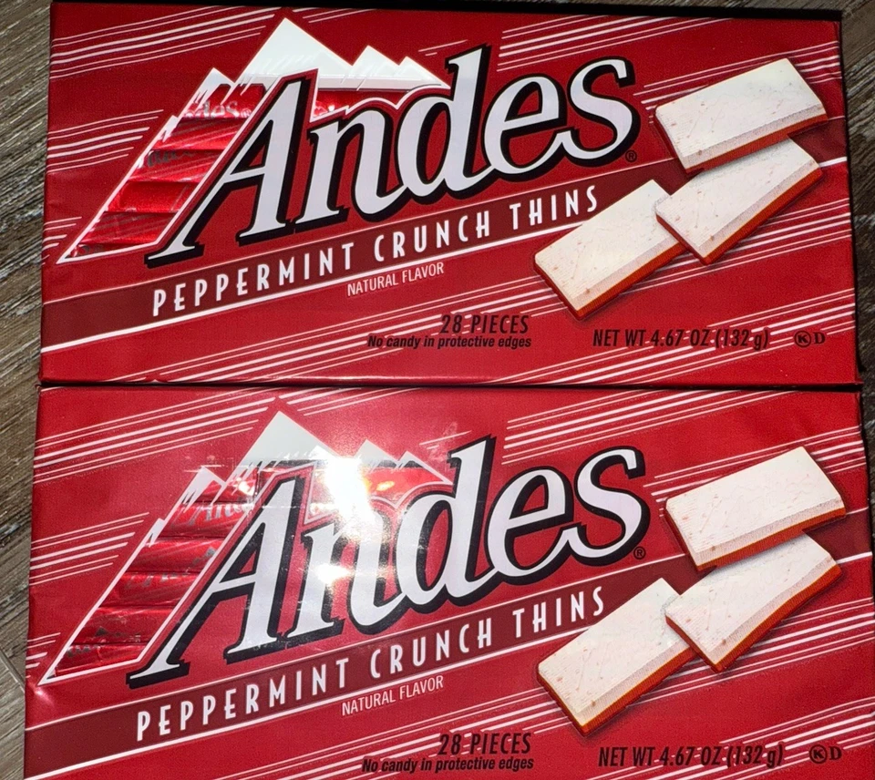 Andes Peppermint Crunch Thins Candy 4.67 oz Each 2 Boxes 56 Pieces Total