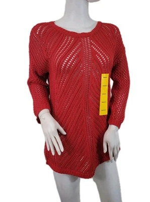  Chelsea & Theodore Women's Coral  Crochet Sweater Size M NWT 26 - Image 1 of 4