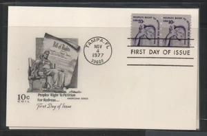 U.S.  1977 People Right Artmaster 10 cent Coil First Day cover FDC Scott# 1617 - Picture 1 of 1