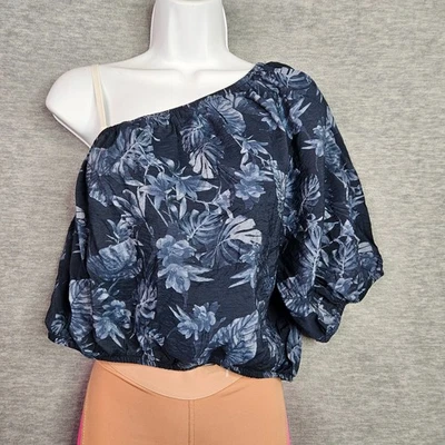 Top corto Banana Republic para mujer estampado floral de un hombro talla L NUEVO Foto 1 de 4