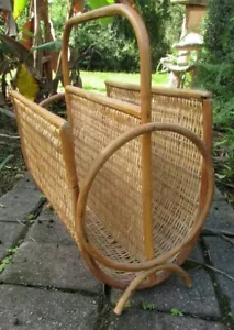 LUSTIGER VINTAGE TIKI KORBGEFLECHT & BAMBUS ZEITSCHRIFTENHALTER HANDTUCHHALTER - Bild 1 von 7