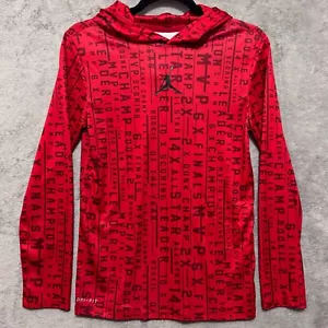 Jordan Dri-Fit Youth Red AOP Logo Graphic Print Basketball Hoodie Rookie MVP L - Bild 1 von 6