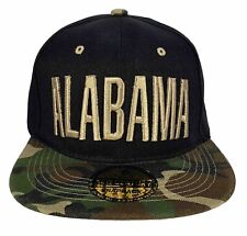 Alabama Flat Bill Snap Back Ball Cap Embroidered Camo/Gold/Black Hat Adjustable