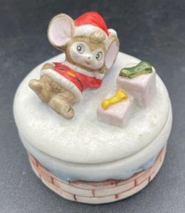 Portagioie Babbo Natale Vintage Trinket Homco Porcellana Camino Top - Foto 1 di 8