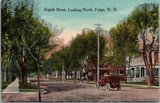 FARGO, North Dakota Postcard "Eighth Street, Looking North" Downtown 1914 Cancel