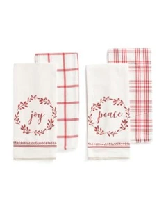Christmas Winter Kitchen Dish Towels - Set of 4 18W x 28L inches Joy/Peace - Picture 1 of 1