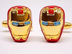 Marvel Iron Man Helmet Cufflinks Red & Gold Rhodium Plated, Gift Boxed! - Picture 1 of 10