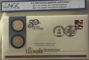 2003 P&D Illinois Quarter Coin Cover NGC MS66/MS67 FDOI - Picture 1 of 2