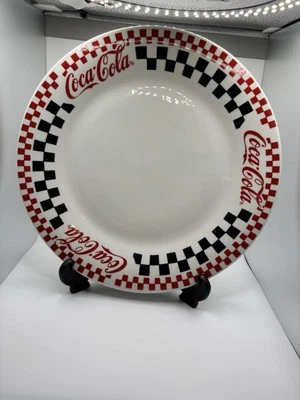 VTG 4 Set Coca-Cola Plate Dishes ~1996 Gibson Checkered Dishware 10.5" - Image 1 of 4