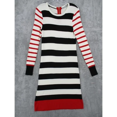 Vestido Suéter Eliza J XS Rayas Bodycon Cremallera Expuesta Ligero Ajustado Carrera Foto 1 de 4