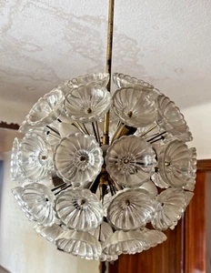 DDR Hängelampe Pusteblume Sputnik Deckenlampe Kronleuchter Glas Vintage - Bild 1 von 13