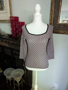 Top donna XS viola pizzo orlo nero anni 90/Y2K Wrapper manica 3/4  - Foto 1 di 10