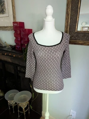 Top envolvente para mujer años 90/Y2K XS púrpura encaje negro ribete manga 3/4  Foto 1 de 4