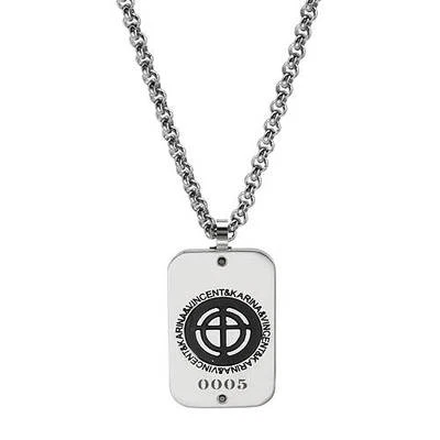 Gentlemens Necklace With Black CZ in Stainless steel 20" - Image 1 of 2