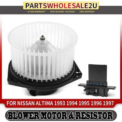 Kit de motor y resistencia soplador HVAC delantero para Nissan Altima 1993-1997 con jaula de ventilador Foto 1 de 4