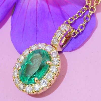 Smaragd Brillant Anhänger / Kette 750er Gelbgold 0.90 ct 0.20ct....schönster Sma - Bild 1 von 4