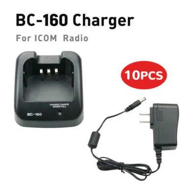 10X BC-160 Rapid Charger for ICOM IC-F4029SDR IC-F4062 I IC-F4161 IC-F4162 Radio - Image 1 of 4