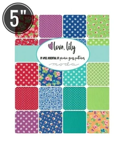 Moda Charm Pack - Love Lily by April Rosenthal - 42 fabrics 5" x 5" - Picture 1 of 10