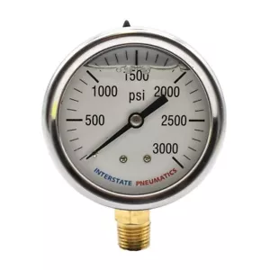 3000 PSI 2-1/2' Dial 1/4' NPT Bottom Mount Oil Filled Pressure Gauge G7022-3000 - Picture 1 of 5