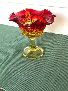 Vintage LE Smith or Fenton Amberina Pedestal Compote Dish - Picture 1 of 7