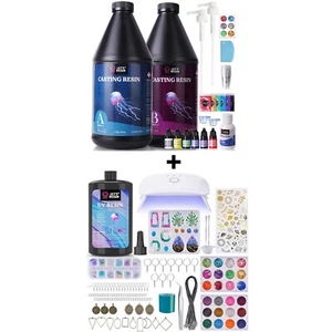Bundle Set of 1 Gallon Epoxy Resin with Color Pigment and 153Pcs Jewelry Maki... - Picture 1 of 9