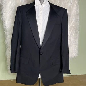 Burberrys Mens Blazer Jacket Black Wool One Button Tuxedo Wedding Sport Coat 44L - Picture 1 of 13