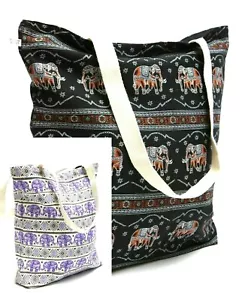 Borsa a tracolla estiva 100% cotone con fantasia elefante. - Foto 1 di 13