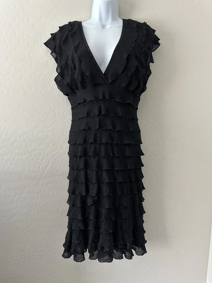 VTG Dark Romance Rayon Blend Midi Ruffle Dress M Fairy Whimsigoth Y2K Goth - Image 1 of 4